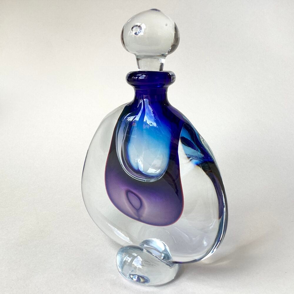 ‘Blue Violet Merge Footed Scent Bottle’