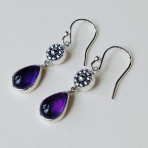 Amethyst and Oxidised Silver Drops