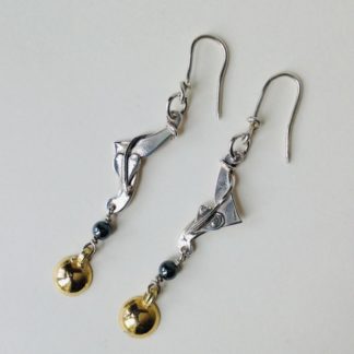 'Silver and Haematite' Drop Earrings