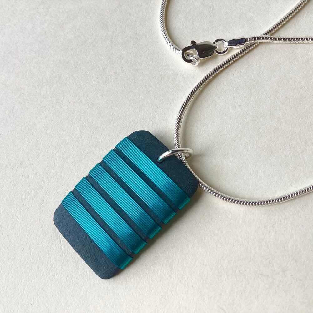 'Aqua Chunky Stripe Pendant’