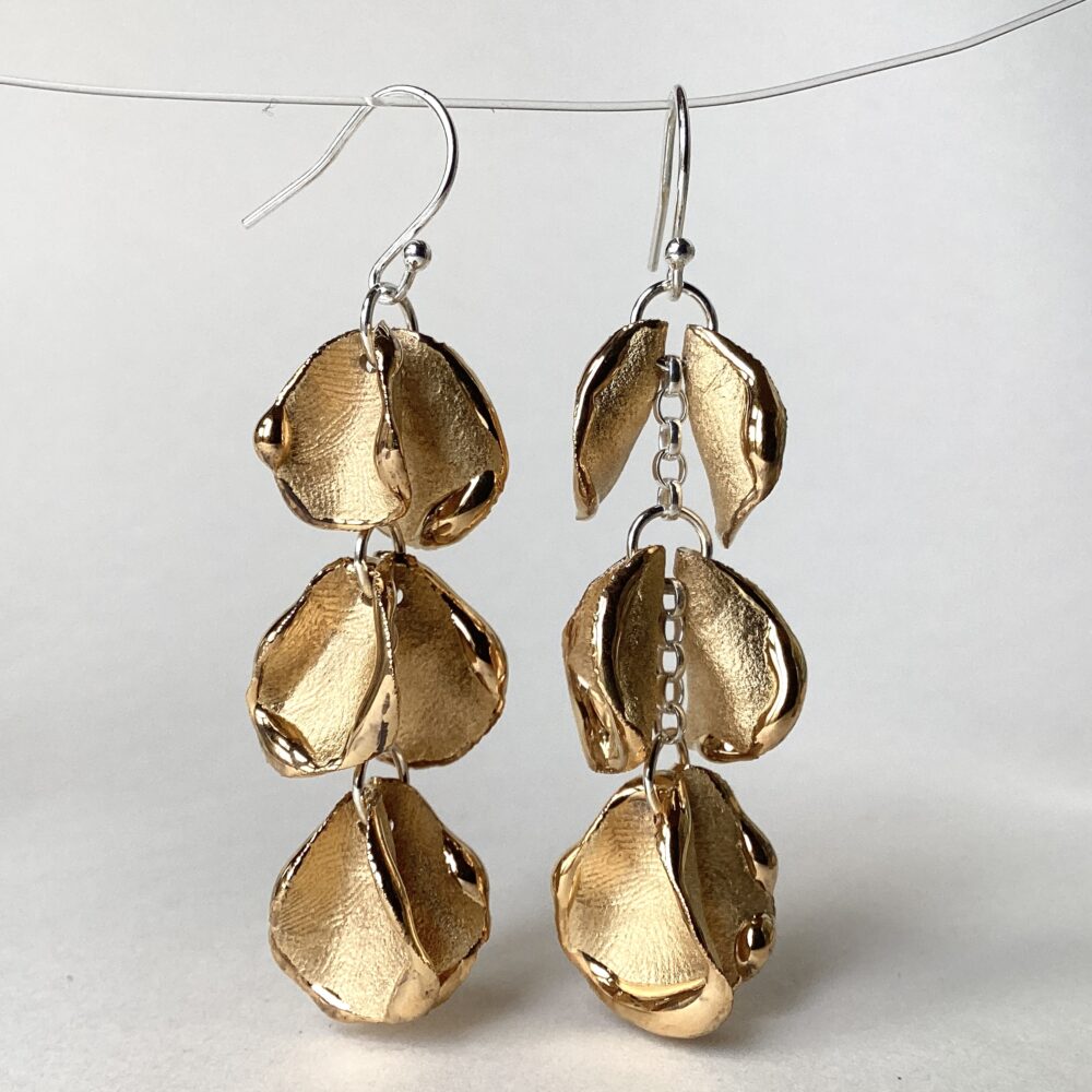 ‘3 Twin Petal’ Drop Earrings