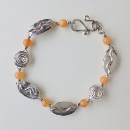 ‘Silver and Orange Chalcedony Bracelet'