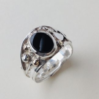 ‘Silver and Gold Ring with Black Onyx’