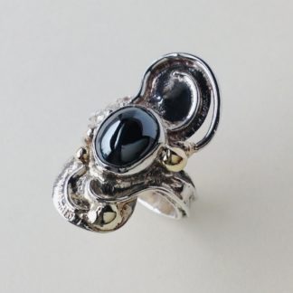 ‘Silver and Gold Ring with Haematite’