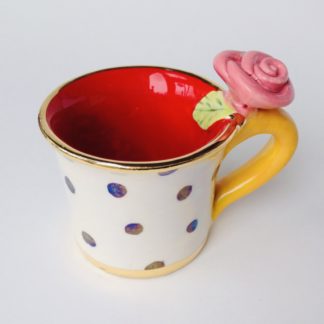 'Polka Dot Expresso with Pink Rose'