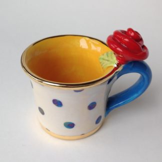 ‘Polka Dot Expresso with Red Rose’