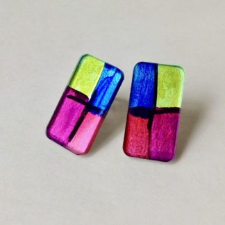 'Oblong Studs in Peacock'