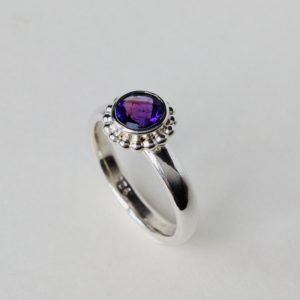 Round Facetted Amethyst Ring