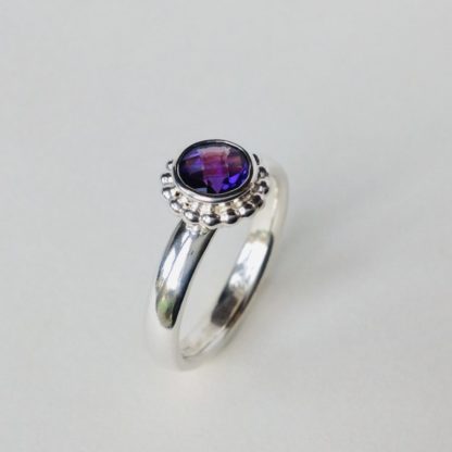 Round Facetted Amethyst Ring