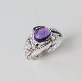 ‘Silver Ring with Amethyst & Gold'