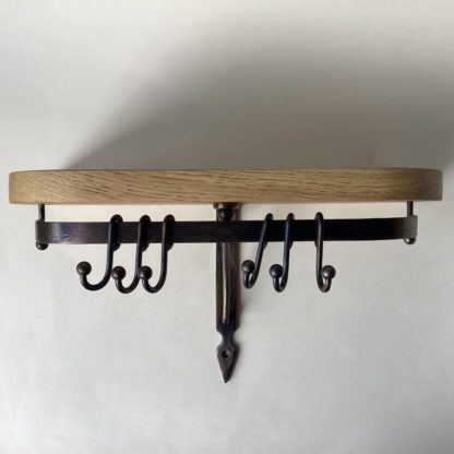 Six Hook Rail with Oak Shelf 