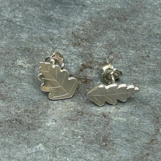 'Silver Oak Leaf Studs'