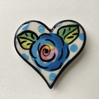 Heart Brooch in Blue Rose