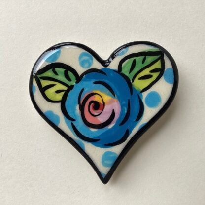 Heart Brooch in Blue Rose