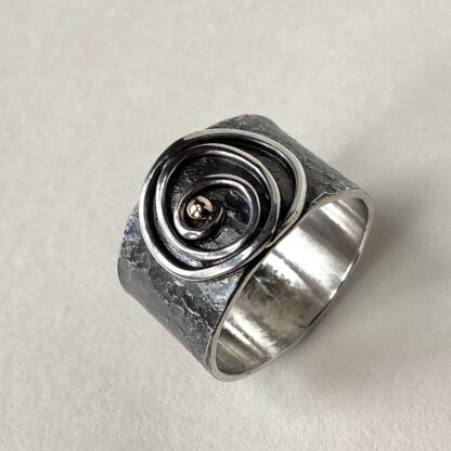 Spiral Ring in Oxidized Silver
