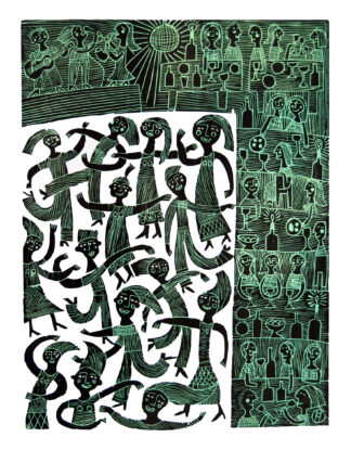 ‘Party’ Woodcut