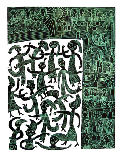 ‘Party’ Woodcut