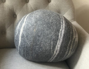 ‘Dark Grey Felt Pebble Cushion’
