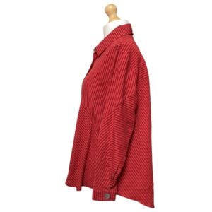 ‘Cumbria Shirt' Red Pinstripe Linen