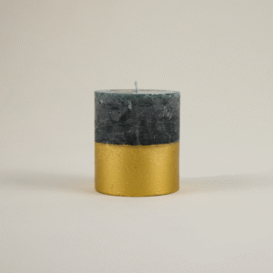 Winter Thyme, Gold-Dipped Pillar Candle