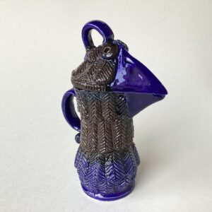 ‘Blue & Chestnut Sparrow Beak’ Lidded Jug