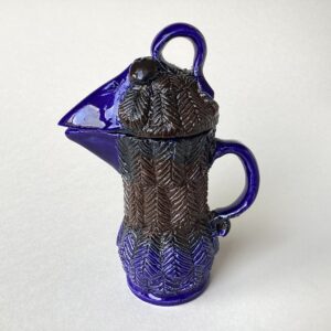 ‘Blue & Chestnut Sparrow Beak’ Lidded Jug