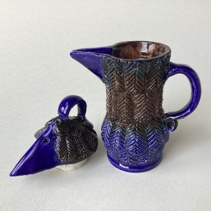 ‘Blue & Chestnut Sparrow Beak’ Lidded Jug