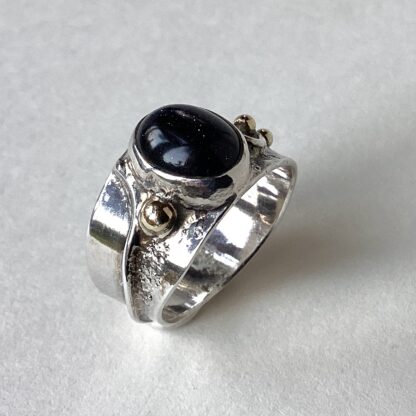 ‘Silver & Gold Ring with Blue Aventurine Quartz’