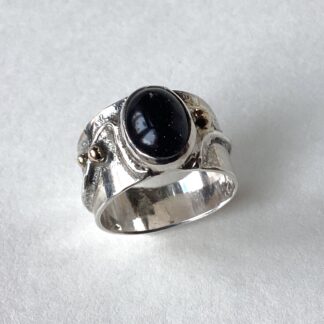 ‘Silver & Gold Ring with Blue Aventurine Quartz’