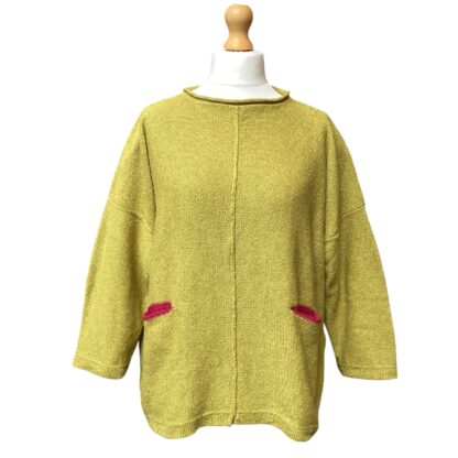  ‘Carousel’ Sweater in Sap/Cerise