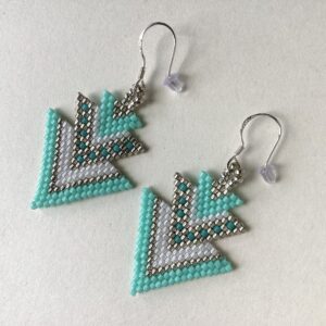 'Turquoise & Silver Chevrons Earrings'