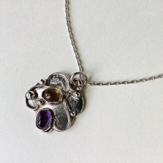 ‘Silver Pendant with Citrine and Amethyst’