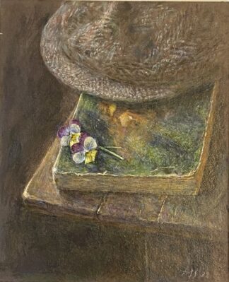 'Yellow & Purple Viola's on a Book'