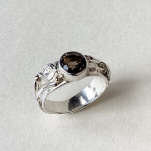 ‘Silver & Faceted Smoky Quartz Ring’
