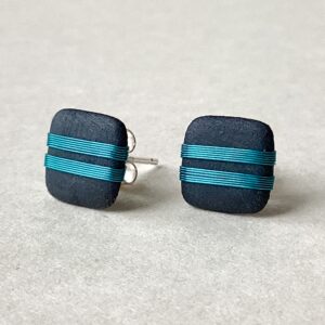 ‘Aqua 2 Stripe Studs’