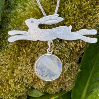 'Moon Leap Silver Hare with Moonstone'