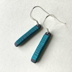 ‘Aqua Thin Stripe Drop Earrings’