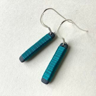 ‘Aqua Thin Stripe Drop Earrings’