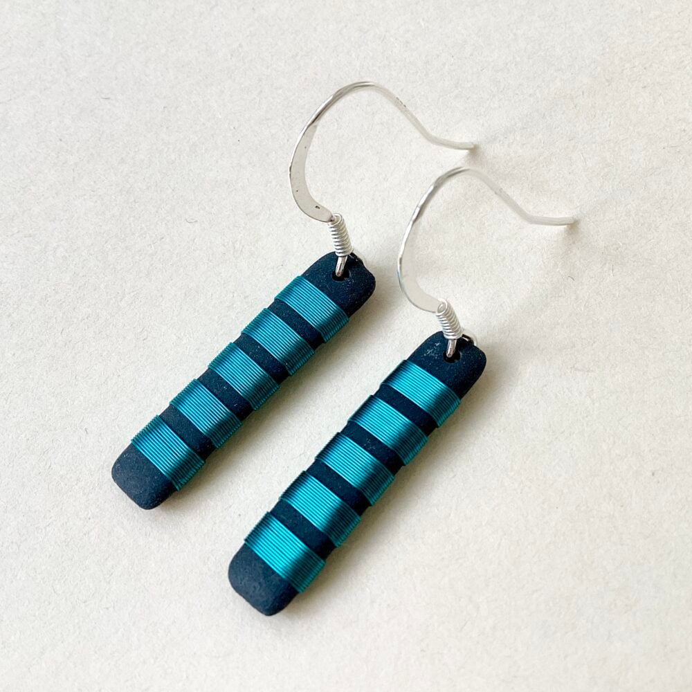‘Aqua Chunky Stripe Earrings’