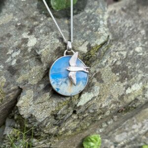 'Cloudy Sky Swallow Pendant'