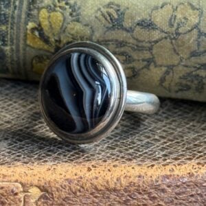 ‘Banded Agate Silver Ring’