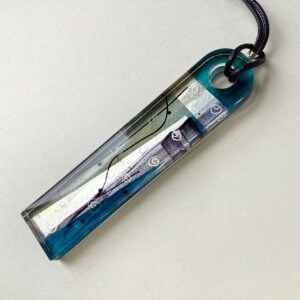 Teal & Silver Grey Oblong Pendant